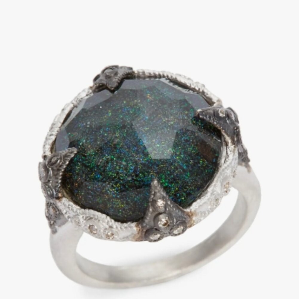 Armenta Diamond Australian Black Opal Ring Size 7